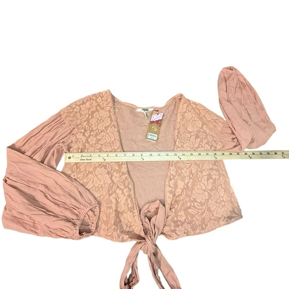 Gimmick Buckle Boho Crinkle Wrap Tie Too with Lace Detail